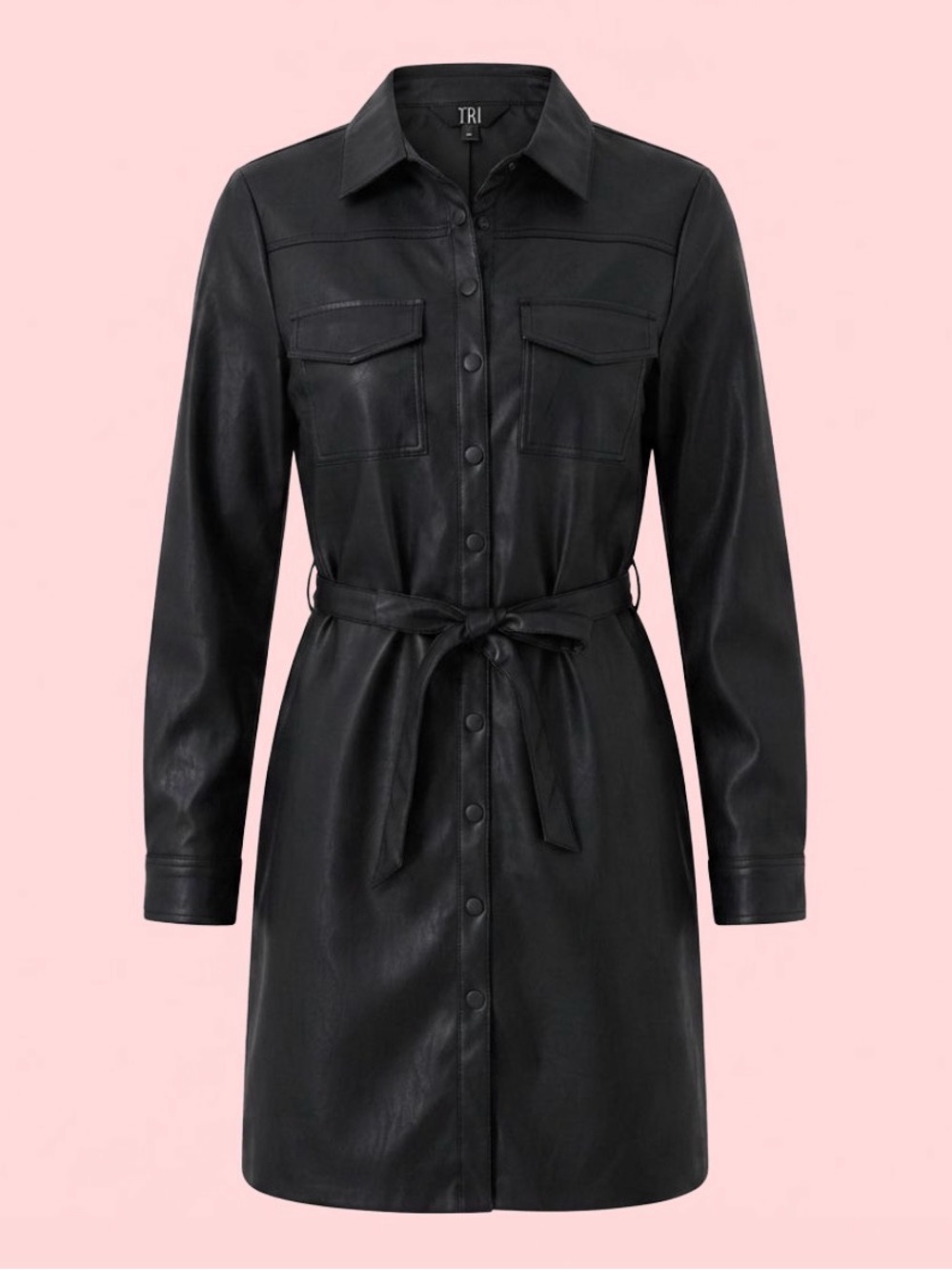 Truth by Republic Black Faux Leather Shirt Dress Size Small